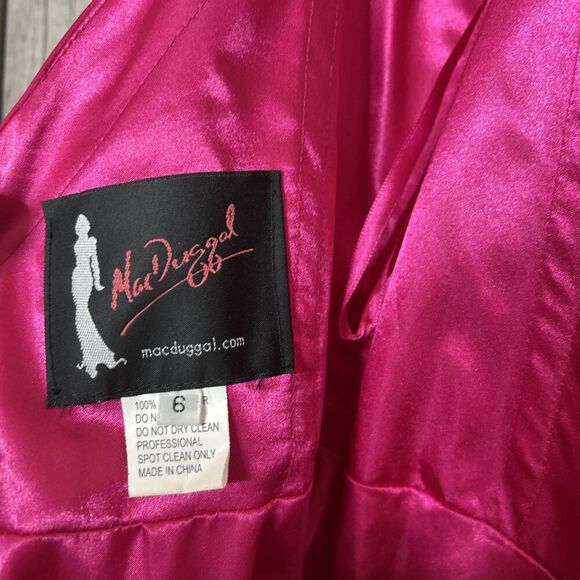 Mac Dugall Taffeta Ball Gown Magenta Color Spaghetti Straps Pockets Size 6 - Picture 11 of 14